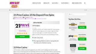 
                            8. 21 Prive Casino: 25 Spins No Deposit Bonus! - New Slot Sites