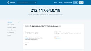 
                            5. 212.117.64.0/19 Netblock Details - NetCologne Gesellschaft ...