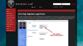 
                            2. 2310 SQL-Injection on Login Page : Hacking-Lab.com