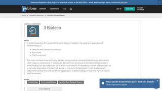 
                            5. 3 Biotech | Publons