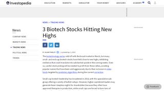 
                            6. 3 Biotech Stocks Hitting New Highs - investopedia.com