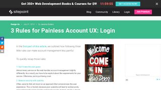 
                            5. 3 Rules for Painless Account UX: Login — SitePoint