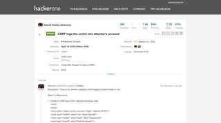 
                            8. #339352 CSRF logs the victim into attacker's account - HackerOne