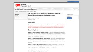 
                            7. 3M HIS support website registration error: Email linked to an existing ...