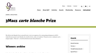 
                            7. 3Macs carte blanche Prize – Quebec Writers' …