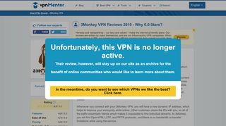 
                            3. 3Monkey VPN Reviews 2019 - Why 0.0 Stars?