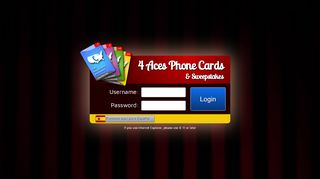 
                            8. 4 Aces Phone Cards And Sweepstakes: Web Portal Login Page