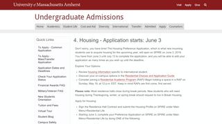 
                            5. 4. Housing - Application starts: June 1 - UMass Amherst