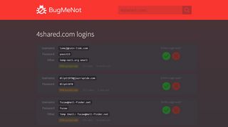 
                            3. 4shared.com passwords - BugMeNot