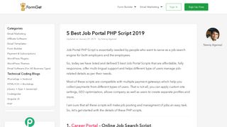 
                            7. 5 Best Job Portal PHP Script 2019 | FormGet