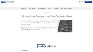 
                            5. 5 Places You Can Learn to Code Online for Free - #YesWeCode