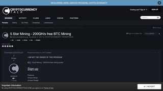 
                            4. 5 Star Mining - 200GH/s free BTC Mining - PROMOTIONS / OFF-SITE ...