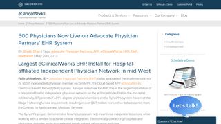 
                            5. 500 Physicians Live on Advocate Physician Partners' EHR