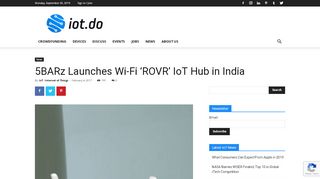 
                            7. 5BARz Launches Wi-Fi 'ROVR' IoT Hub in India - IoT ...