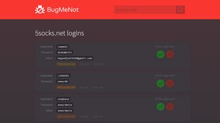 
                            9. 5socks.net passwords - BugMeNot - BugMeNot: share …