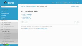 
                            2. 6.5.1. Developer APIs — Cyrus IMAP 3.1.7 (dev) documentation