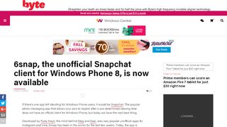 
                            2. 6snap, the unofficial Snapchat client for Windows Phone 8, is ...