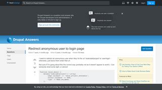 
                            7. 7 - Redirect anonymous user to login page - Drupal Answers