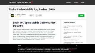 
                            7. 7Spins Casino Mobile App Review ++ 25 Sign-up FS | 2019