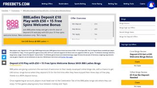 
                            6. 888Ladies - Deposit £10 Play with £50 + 15 Free Spins ...