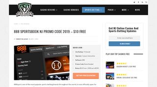 
                            4. 888sport NJ Sportsbook Promo Code - $10 Free - September ...