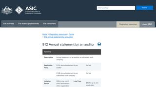 
                            1. 912 Annual statement by an auditor | ASIC - Australian Securities and ...