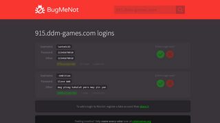 
                            4. 915.ddm-games.com passwords - BugMeNot