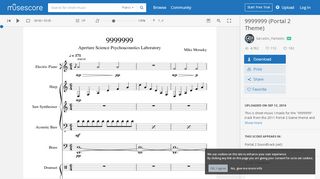 
                            4. 9999999 (Portal 2 Theme) sheet music for Piano, Violin, Harp ...