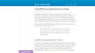 
                            1. A CakePHP user registration form example | alvinalexander.com