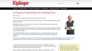 
                            1. A message from Knight Kiplinger about The Kiplinger Letter