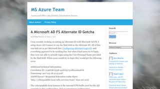 
                            3. A Microsoft AD FS Alternate ID Gotcha – MS Azure Team