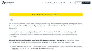 
                            2. A note about Backpack - Basecamp
