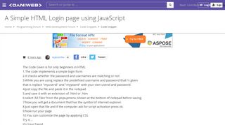 
                            10. A Simple HTML Login page using JavaScript | DaniWeb