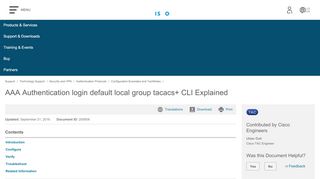 
                            1. AAA Authentication login default local group tacacs+ CLI ...