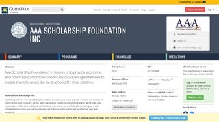 
                            9. AAA Scholarship Foundation Inc - GuideStar Profile