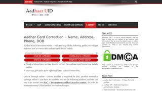 
                            11. Aadhar Card Correction - Name, Address, Phone, DOB