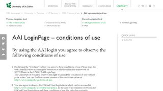 
                            4. AAI login conditions of use | University | University of St.Gallen