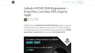 
                            3. Aakash ANTHE 2018 Registration - medium.com