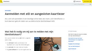 
                            2. Aanmelden met eID en aangesloten kaartlezer | Vlaanderen.be