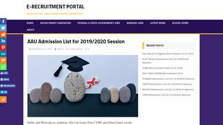 
                            8. AAU Admission List for 2019/2020 Session E-Recruitment Portal