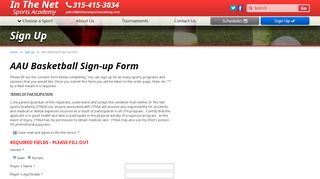 
                            9. AAU Basketball Sign-up Form | In the Net Sports Academy