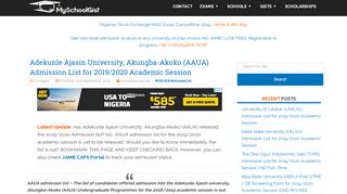 
                            3. AAUA Admission List For 2018/2019 Academic Session - MySchoolGist