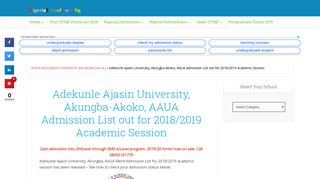 
                            4. AAUA Admission List out for 2018/2019 Academic Session