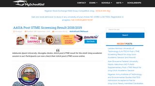 
                            5. AAUA Post UTME Screening Result 2018/2019 - MySchoolGist