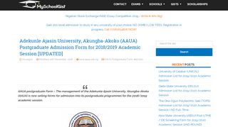 
                            9. AAUA Postgraduate Admission Form 2018/2019 - MySchoolGist