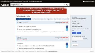 
                            5. Aba Definition und Bedeutung | Collins Wörterbuch