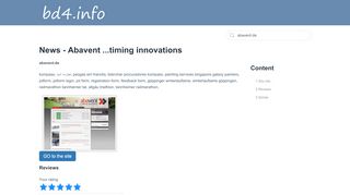 
                            8. abavent.de ★ News - Abavent ...timing innovations ...