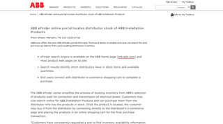 
                            8. ABB eFinder online portal locates distributor stock of ABB ...