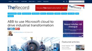 
                            3. ABB to use Microsoft cloud to drive industrial transformation