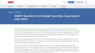 
                            8. ABBYY Business Card Reader launches cloud-based web client